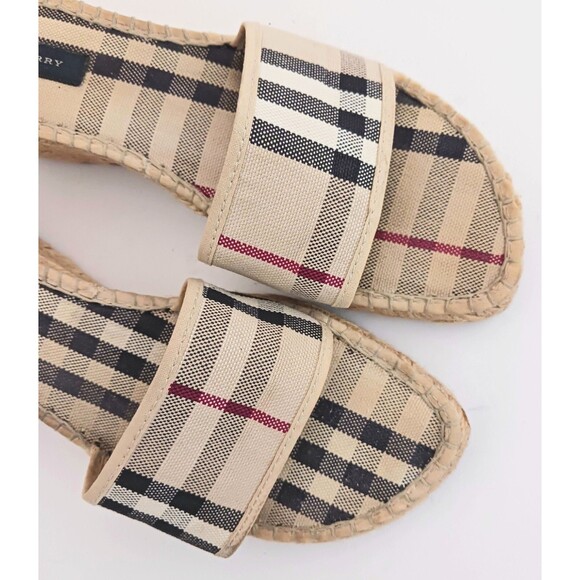 Burberry Nova Check Canvas Espadrille Slide Wedge EU 39 US 8-8.5 Made in Spain - Picture 7 of 12